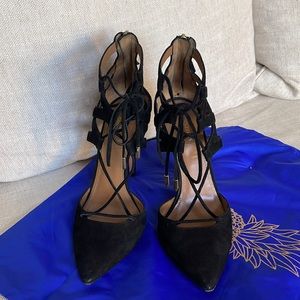 Aquazzura Iconic Belgravia black suede pumps